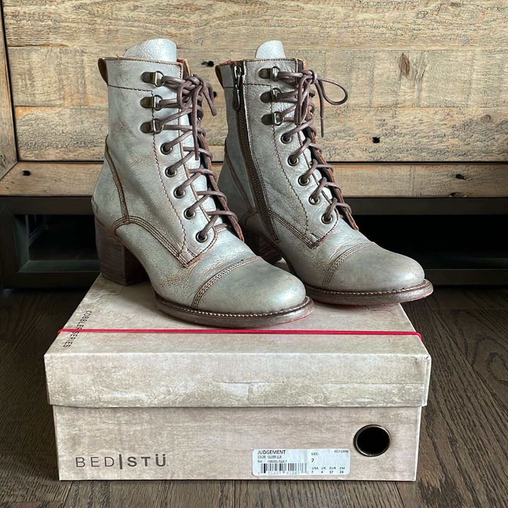 Bed Stu Judgement Silver/Gray Boots